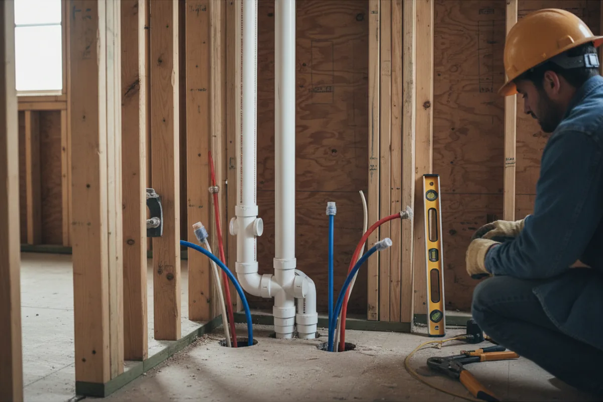 Drain and supply rough-in during Garbage Disposal Repair in Saddle Brook