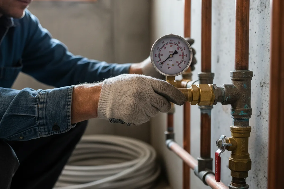 Pressure testing a repaired line during Water Line Repair in Saddle Brook